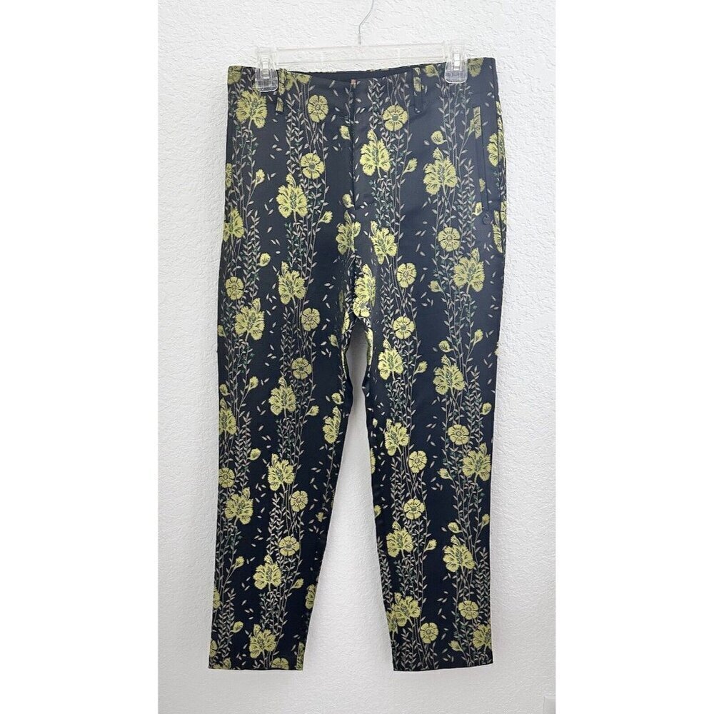 Scotch & Soda‎ Maison Scotch Starwatcher Lurex Jacquard Blk/Grn Floral Pants. S